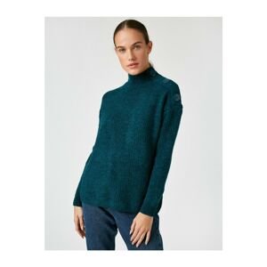 Koton Turtleneck Button Detailed Casual Cut Knitwear Sweater