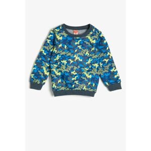 Koton Boy's Indigo Patterned Patterned Sweatshirt