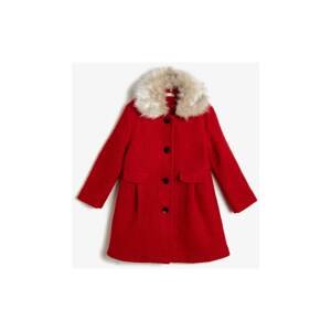 Koton Collar Faux Fur Detailed Coat