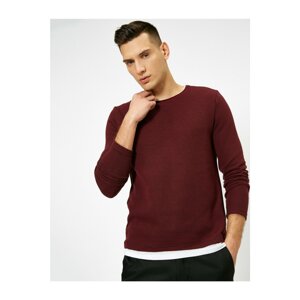 Koton Men's Claret Red Crew Neck Sweater