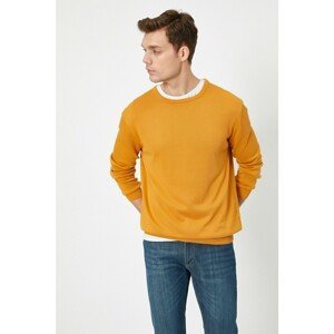 Koton Men's Yellow Crew Neck Knitwear Sweater