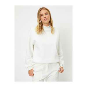 Koton Women's White Turtleneck Long Sleeve Basic Sweatshirt