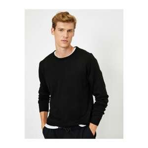 Koton Men's Black Long Sleeve Crew Neck Sweater
