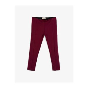 Koton Girl Claret Red Solid Color Leggings