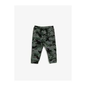 Koton Baby Boy Gray Regular Waist Camouflage Patterned Sweatpants With Tie Waist