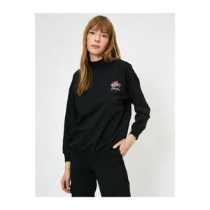 Koton Women's Black Embroidered Sweatshirt