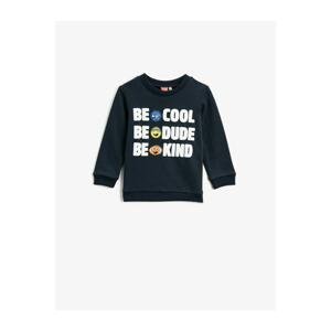 Koton Boys Navy Blue Cotton Crew Neck Long Sleeve Printed Sweatshirt
