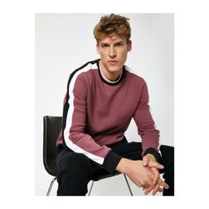 Koton Men's Pink Crew Neck Long Sleeve Multicolor Sweatshirt