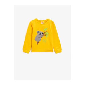 Koton Boy Yellow Cotton Animal Figure Long Sleeve Printed Crew Neck Sweatshirt