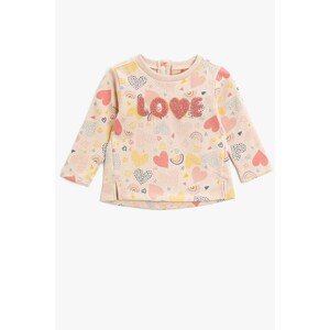 Koton Baby Girl Ecru Cotton Long Sleeve Crew Neck Sweatshirt