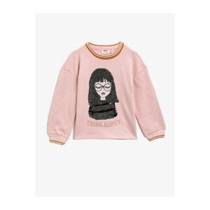 Koton Girl Pink Respect Life - Legislative Respect - Organic Cotton Sequin Crew Neck Sweatshirt