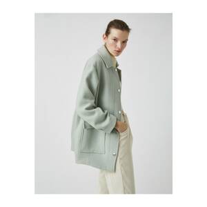 Koton Women's Green Buttoned Cachet Coat