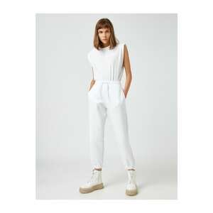 Koton Women's White Solid Color Jogger Sweatpants