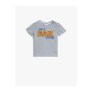 Koton Striped T-Shirt Short Sleeve Cotton Written