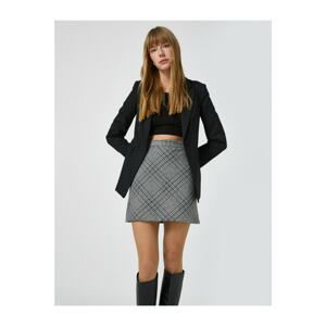 Koton Women's Black Plaid Mini Skirt