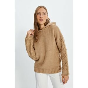 Trendyol Camel Hooded Knitwear Sweater