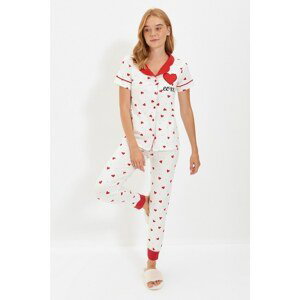 Trendyol Heart Patterned Knitted Pajamas Set