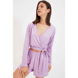 Trendyol Lilac Double Breasted Knitted Pajamas Set