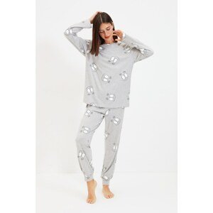 Trendyol Pajama Set - Gray - With Slogan