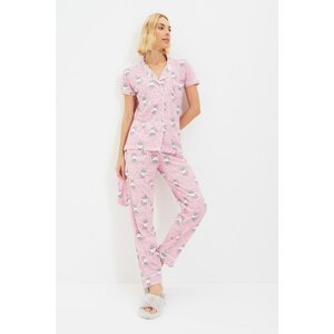Trendyol Pink Sleep Band Knitted Pajamas Set