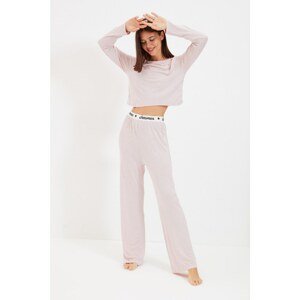 Trendyol Powder Polka Dot Elastic Detailed Knitted Pajamas Set
