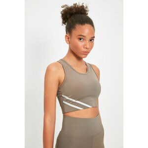 Trendyol Dark Khaki Printed Support Sports Bra