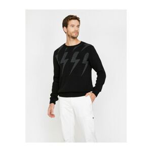 Koton Men's Black Patterned Knitwear Sweater