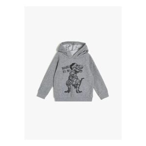 Koton Boys' Gray Dinosaur Printed Sweatshirt
