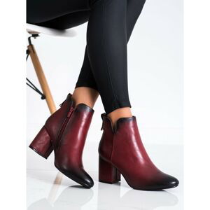 DASZYŃSKI BURGUNDY ANKLE BOOTS WITH INSULATION