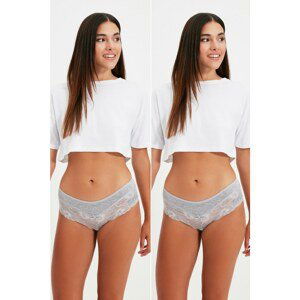 Trendyol Gray Lace Detailed 2 Pack Panties