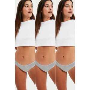 Trendyol Beige Cotton Brazilian Basic 3-Pack Panties