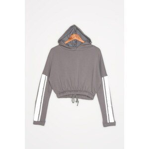 Trendyol Gray Hooded Reflective Sports Sweatshirt