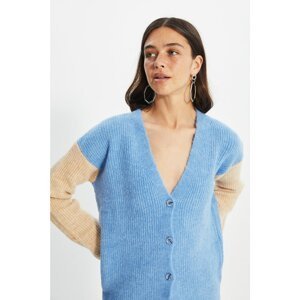 Trendyol Light Blue Color Block Knitwear Cardigan