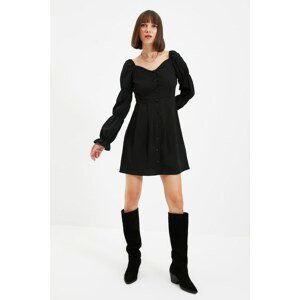 Trendyol Black Sleeve Detailed Buttoned Dress