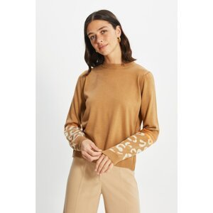 Trendyol Camel Sleeve Jacquard Knitwear Sweater