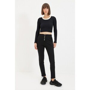 Trendyol Black Snap Detailed Straight Sweatpants