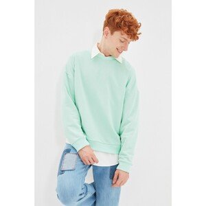 Trendyol Mint Men's Oversize Crew Neck Printed Sweatshirt