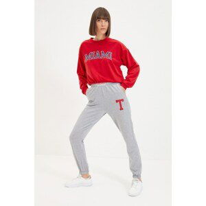 Trendyol Gray Printed Basic Jogger Knitted Sweatpants