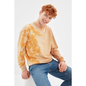 Trendyol Camel Men Regular Fit Crew Neck Tie Dye Sweatshirt