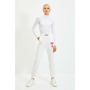 Trendyol White Printed Basic Jogger Knitted Sweatpants