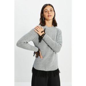 Trendyol Gray Knitted Detailed Knitwear Sweater