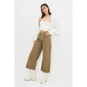 Trendyol Khaki Front Button High Waist Culotte jeans