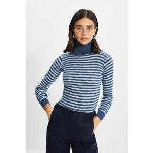 Trendyol Indigo Striped Knitwear Sweater