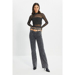Trendyol Anthracite Cut Out Detailed High Waist 90's Wide Leg Jeans