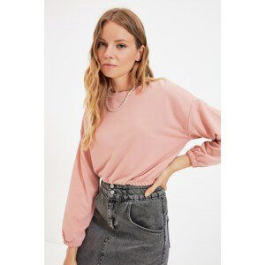 Trendyol Dark Rose Rose Crop Knitted Sweatshirt