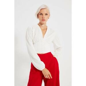 Trendyol Ecru Button Detailed Knitted Blouse
