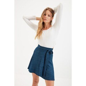 Trendyol Navy Blue Belted Soft Knitted Mini Skirt