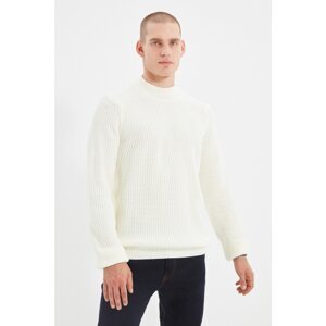 Trendyol Ecru Men's Regular Half Turtleneck Textured Knitwear Sweater