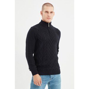 Trendyol Navy Blue Men's Slim Fit Half Fisherman Zippered Hair Knit Knitwear Sweater