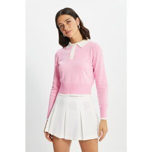 Trendyol Pink Polo Collar Knitwear Sweater